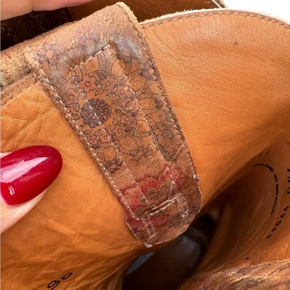 Lucchese Tan Floral Laurelie 100 % leather Embroidered Heeled Boots 7.5 - Picture 12 of 12